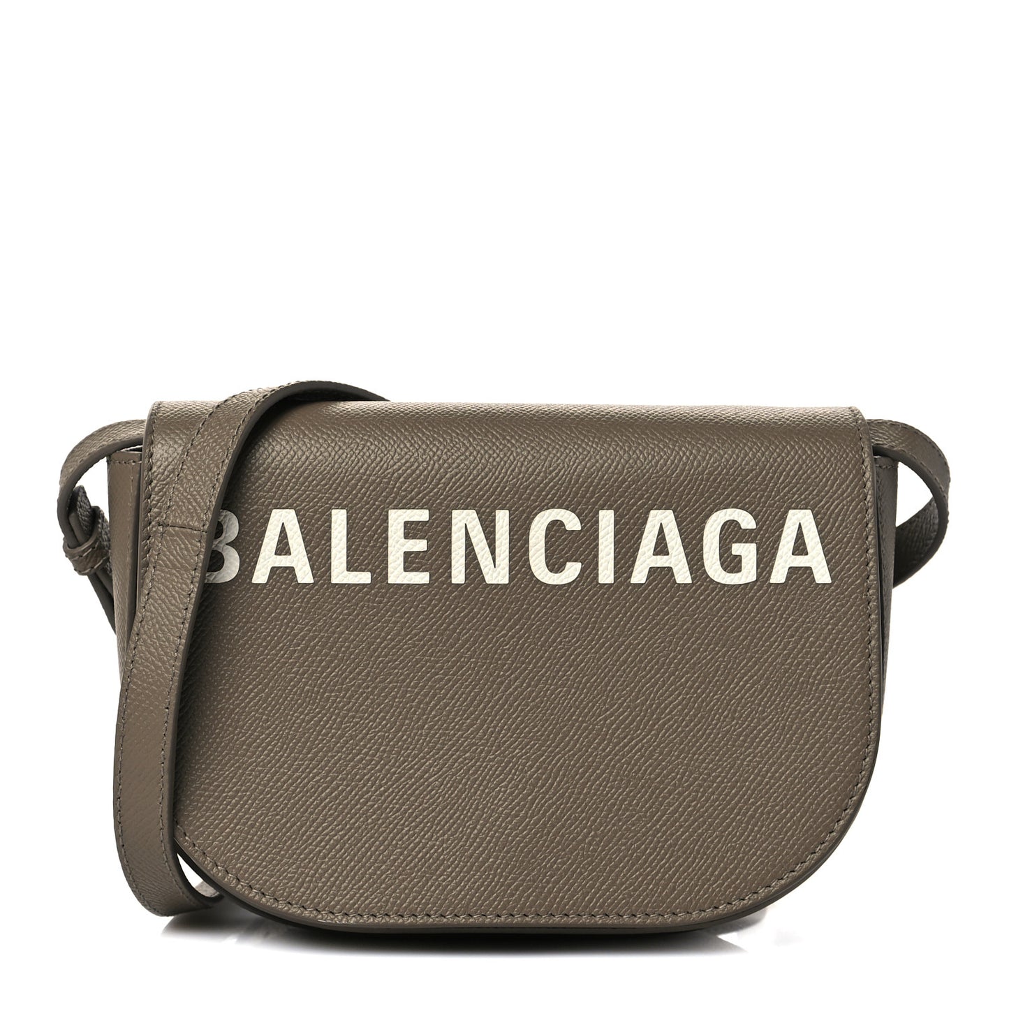 Signature Grained Calfskin Logo Print Ville Day Bag XS Mink Grey White