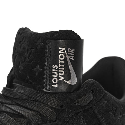 Louis Vuitton X NIKE AIR FORCE 1 Suede Calfskin Monogram Mens Low Top Sneakers 8 Black 9 of 12