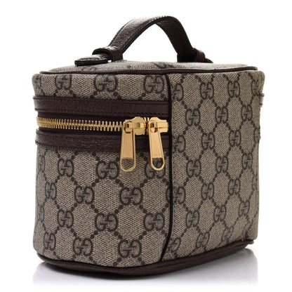 Gucci GG Supreme Monogram Textured Calfskin Web Ophidia Vanity Cosmetic Case Beige Ebony New Acero 3 of 12