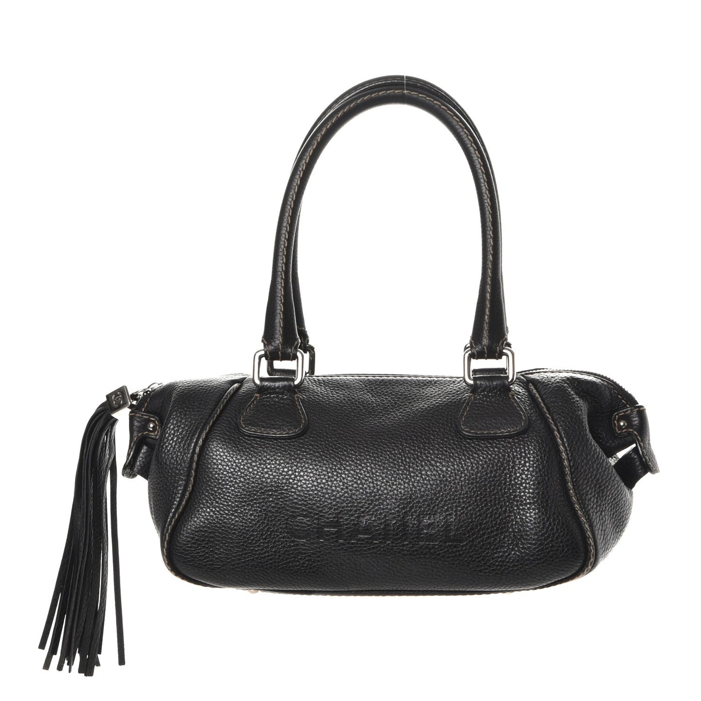 Calfskin Small Tassel Satchel Black