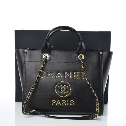 Chanel Caviar Small Studded Deauville Tote Black 10 of 10