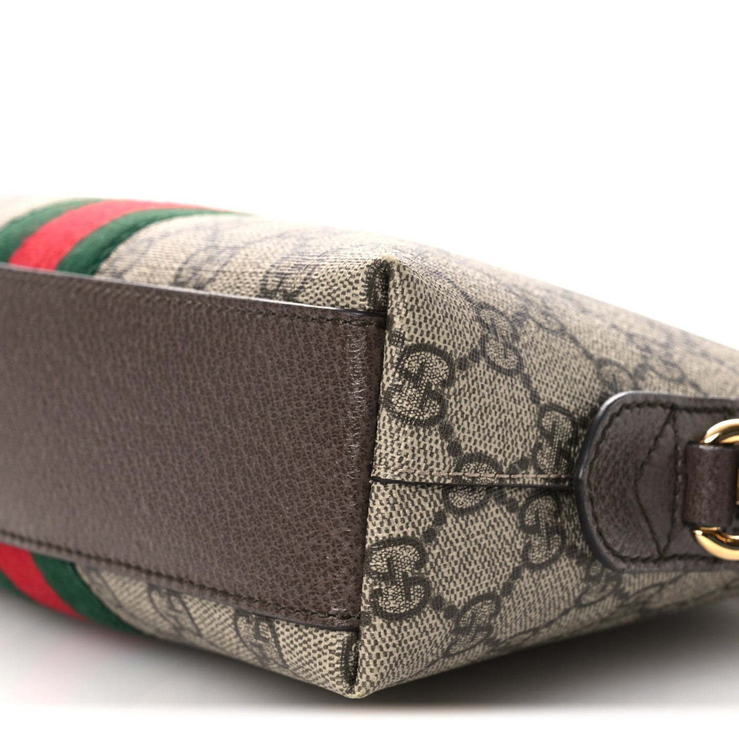 GG Supreme Monogram Textured Dollar Calfskin Web Small Ophidia Dome Shoulder Bag Beige Ebony New Acero