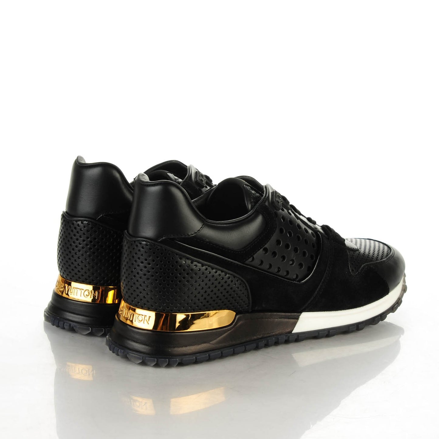 Nubuck Calfskin Perforated Run Away Sneakers 38 Black