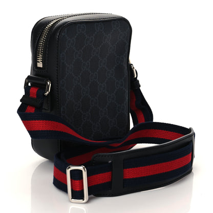 Gucci GG Supreme Monogram Appia Calfskin Web Small Camera Messenger Bag Black Grey 3 of 10