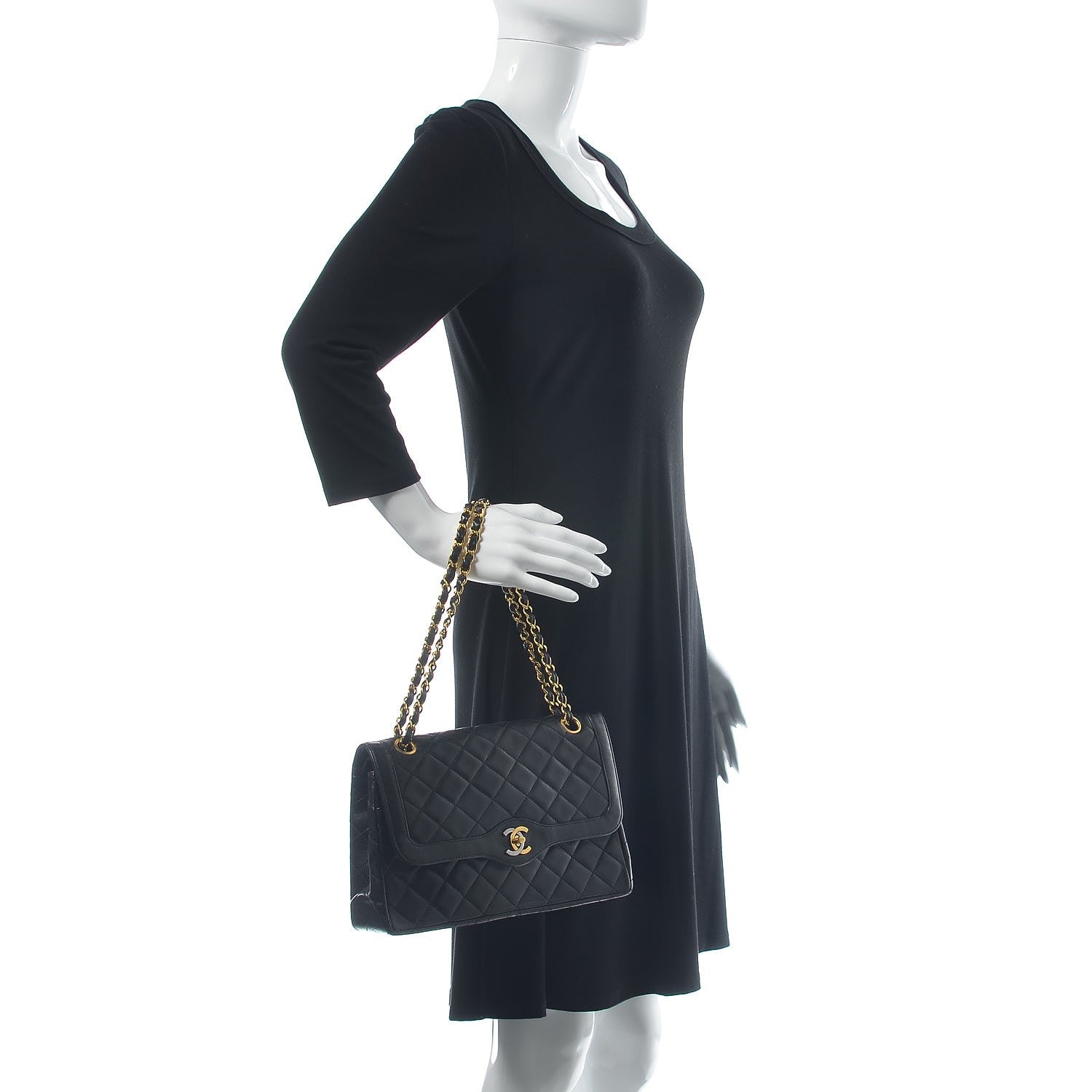 Chanel Lambskin Quilted Medium Double Flap Black 2 of 9