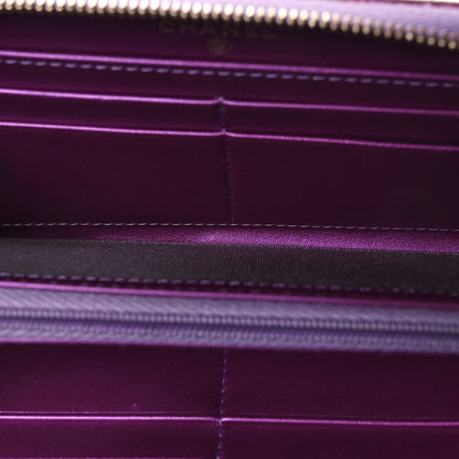 Chanel Iridescent Lambskin Quilted Large Gusset Zip Around Wallet Purple 5 of 9