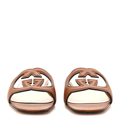 Gucci Cosmos Softy Calfskin Interlocking G Cut Out Slide Sandals 41 Cuir 3 of 9