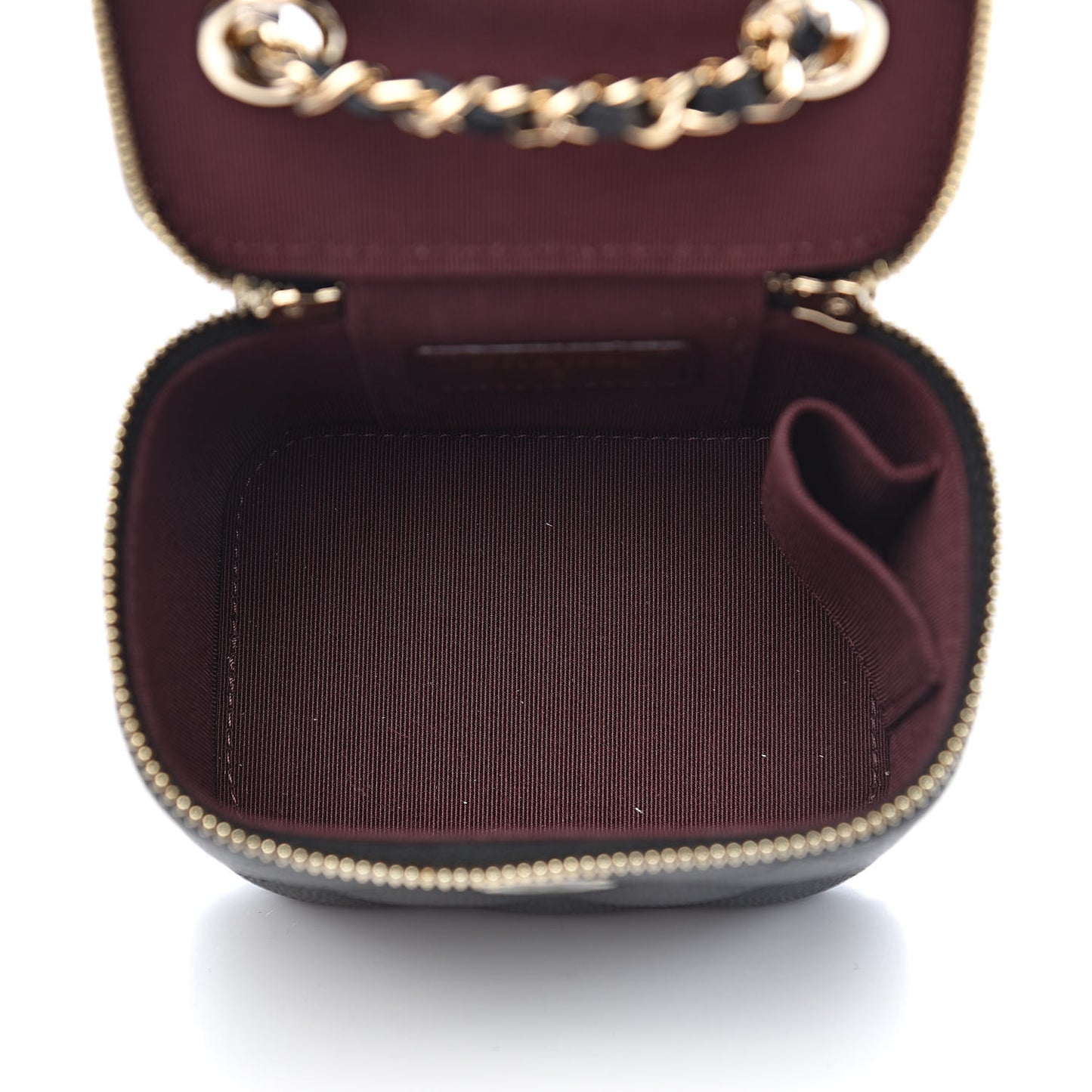 Caviar Quilted Mini Vanity Case With Chain Black