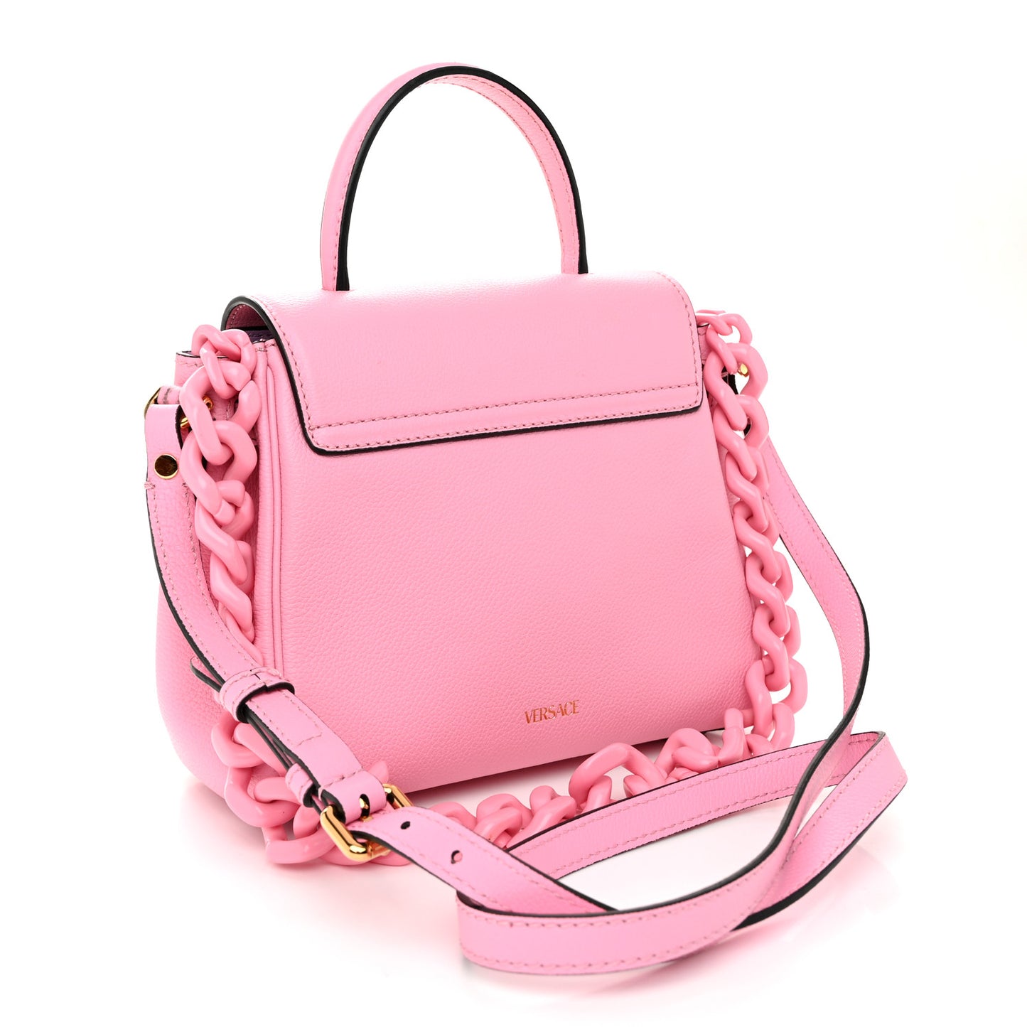 Grained Calfskin Small La Medusa Top Handle Bag Pink