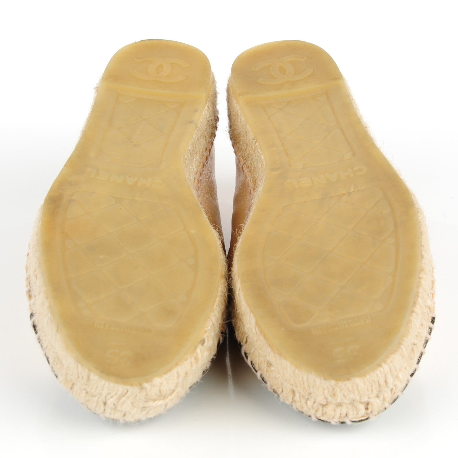 Chanel Lambskin CC Espadrilles 35 Beige Black 7 of 10