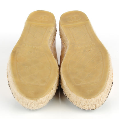 Chanel Lambskin CC Espadrilles 35 Beige Black 7 of 10
