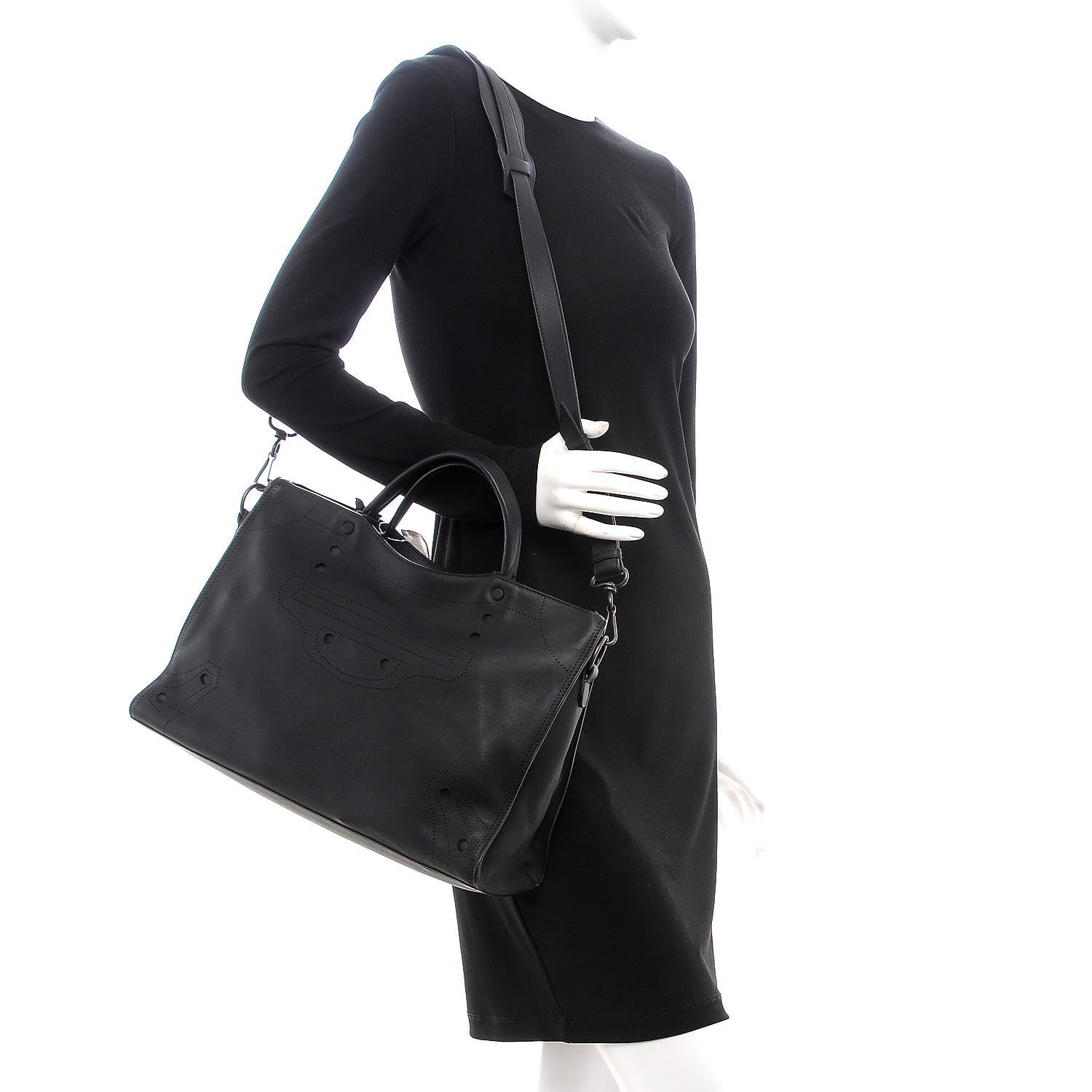 Balenciaga Veau Soyeux Perforated Blackout Hardware City Black 2 of 7