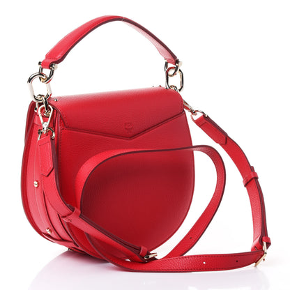 MCM Grained Calfskin Small Patricia Studded Crossbody Bag Red 2 of 4