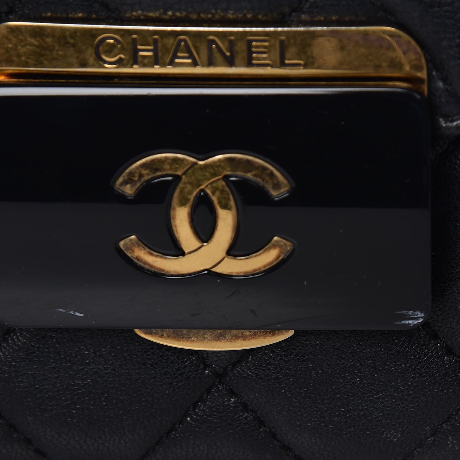 Chanel Sheepskin Quilted Large Beauty Lock Flap Black 13 of 17
