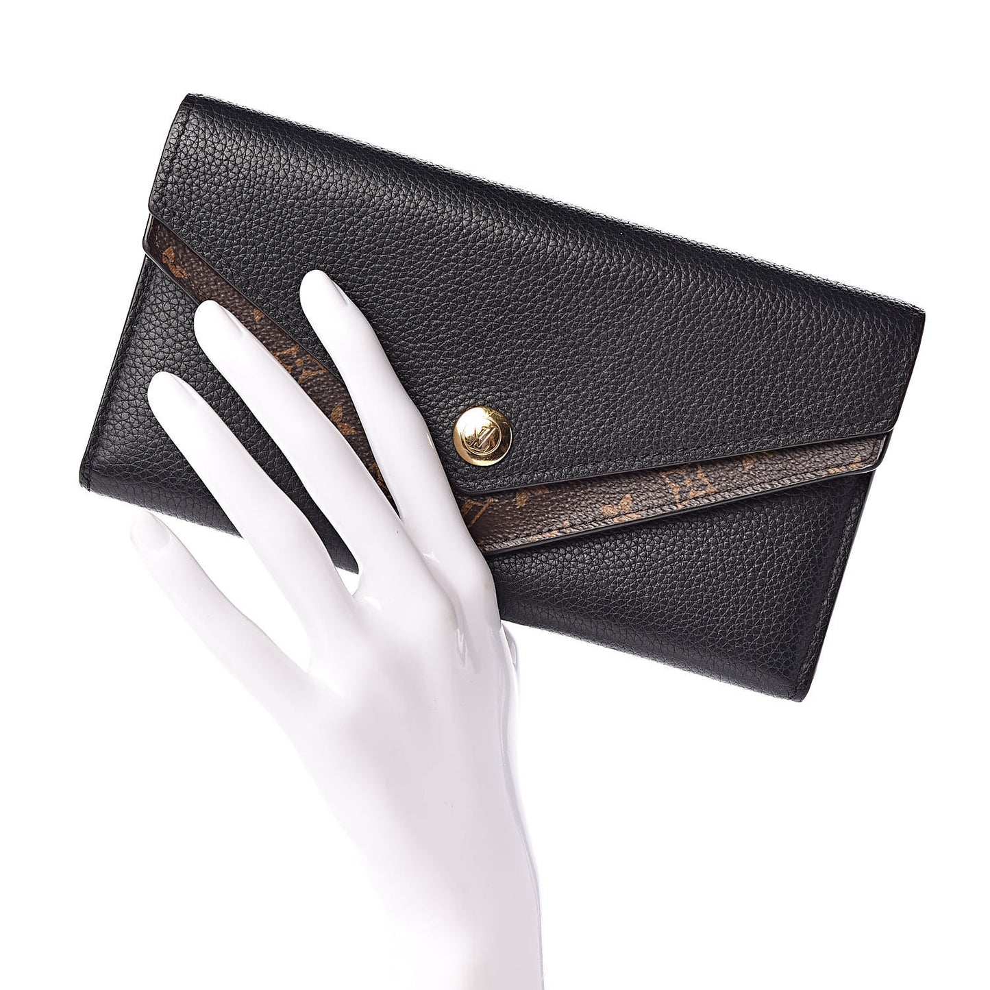 Calfskin Double V Wallet Black