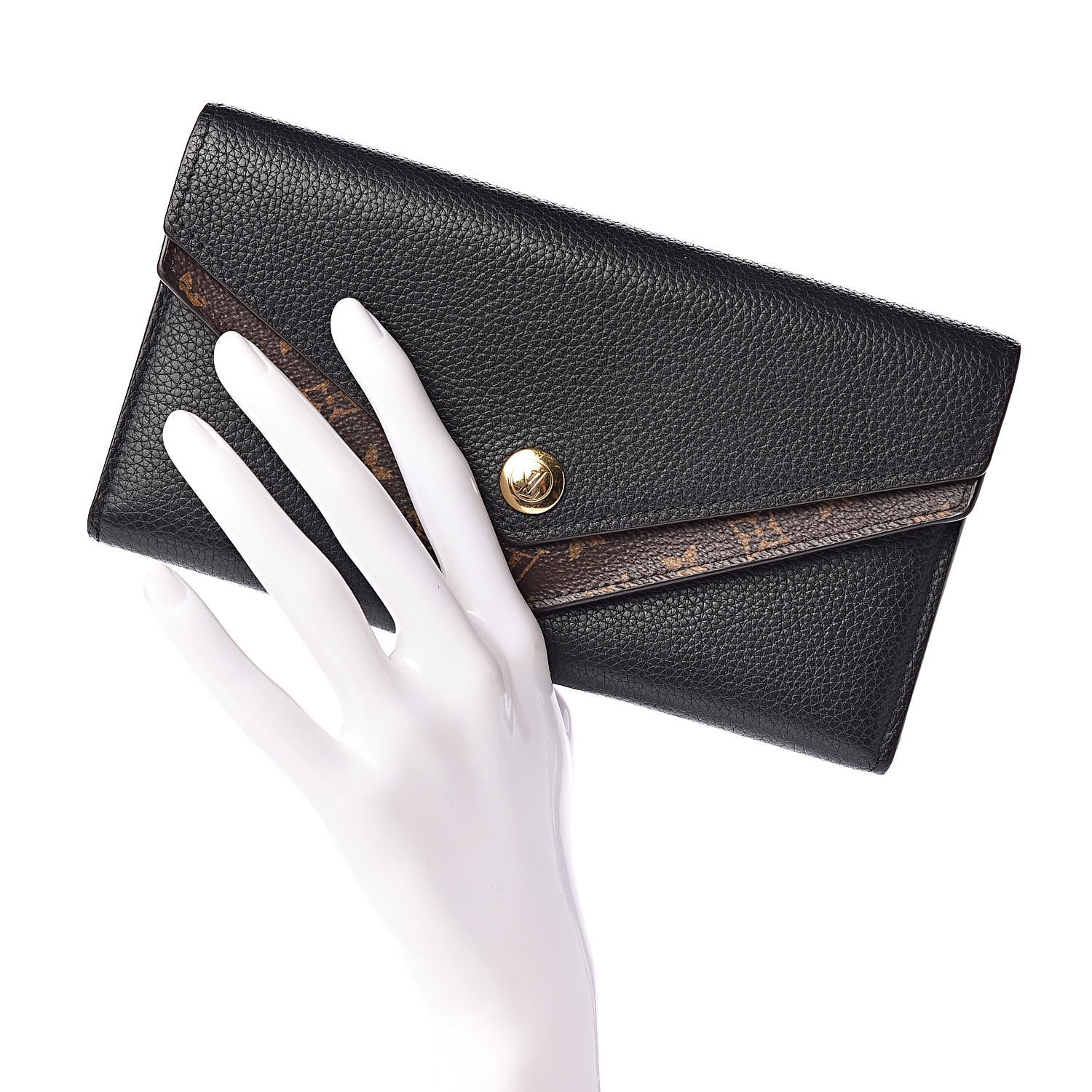 Louis Vuitton Calfskin Double V Wallet Black 2 of 9