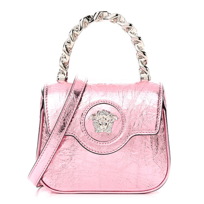 Versace Metallic Crackled Lambskin Mini La Medusa Bag Pink 1 of 11
