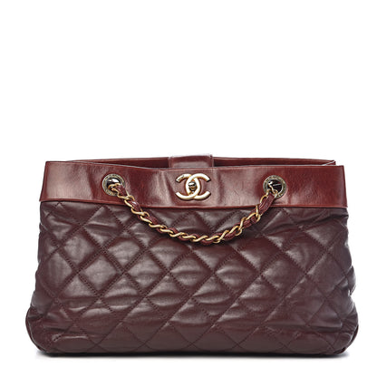 Chanel Calfskin Quilted Medium Soft Elegance Tote Burgundy 1 of 11