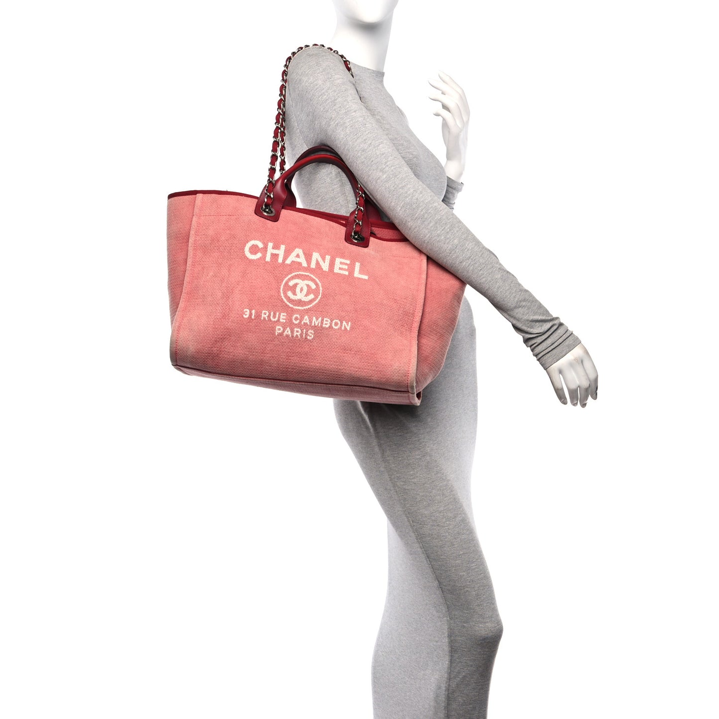 Canvas Medium Deauville Tote Red