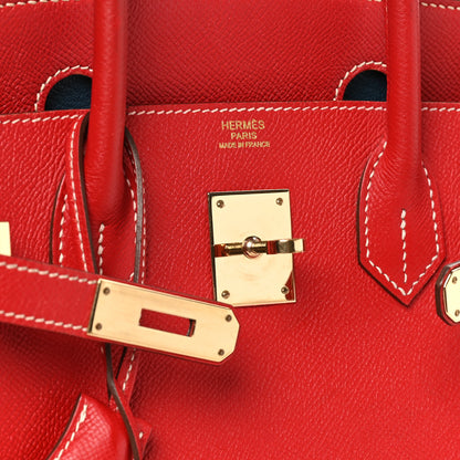 Hermes Epsom Candy Birkin 30 Rouge Casaque Bleu Thalassa 6 of 10
