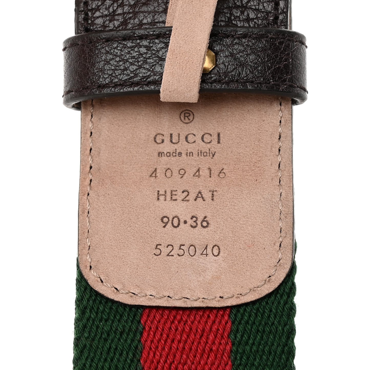 Nylon Textured Dollar Calfskin Double G Web 40mm Belt 90 36 Green Red Dark Cocoa
