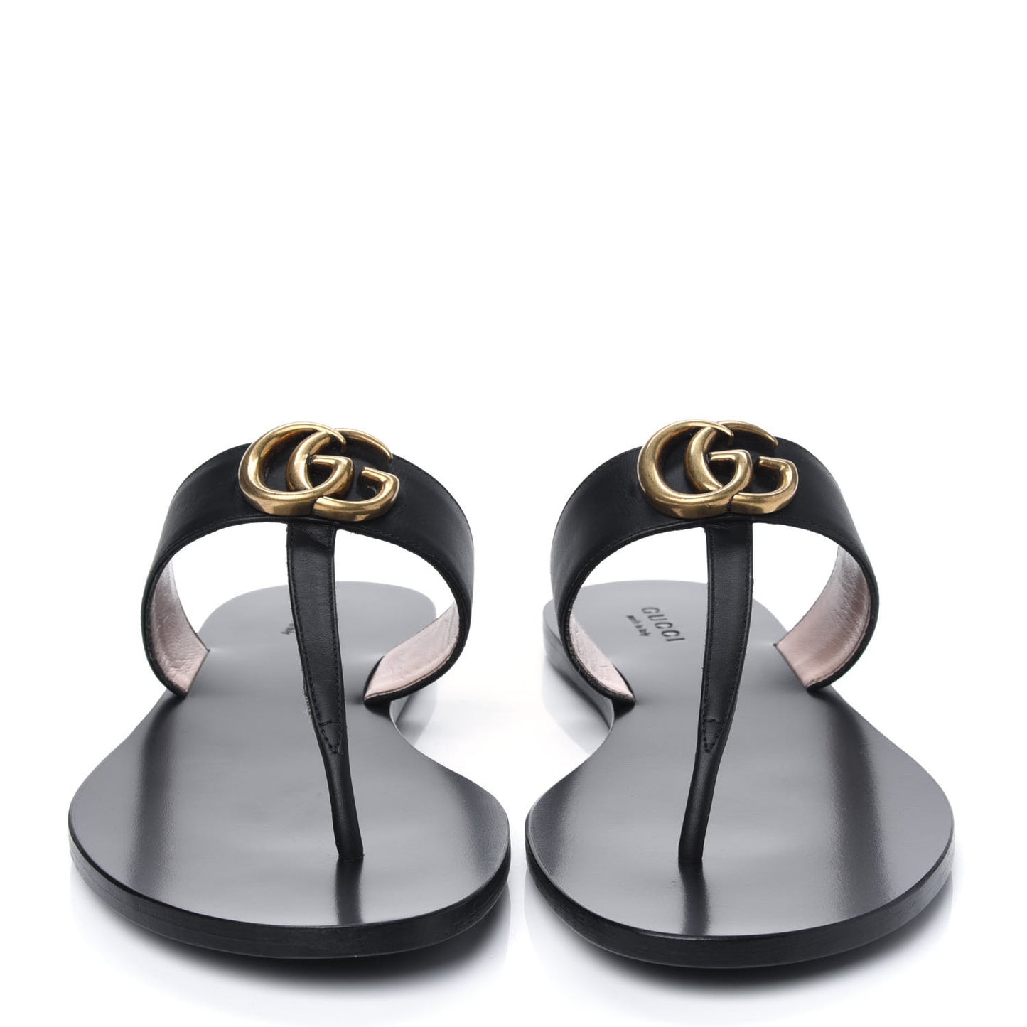 Calfskin GG Marmont Thong Sandals 37.5 Black