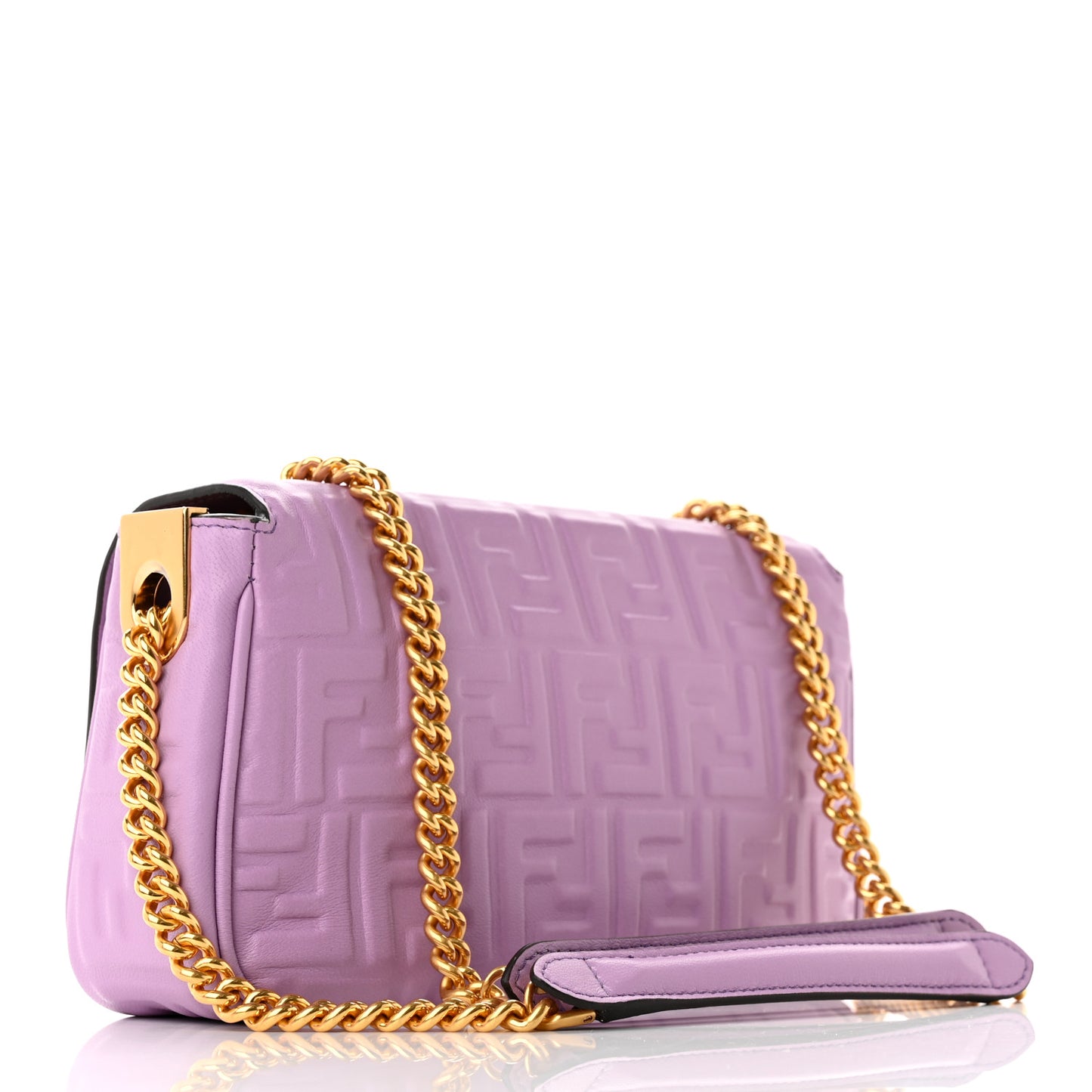 Nappa FF Embossed Small Midi Chain Baguette Violetta