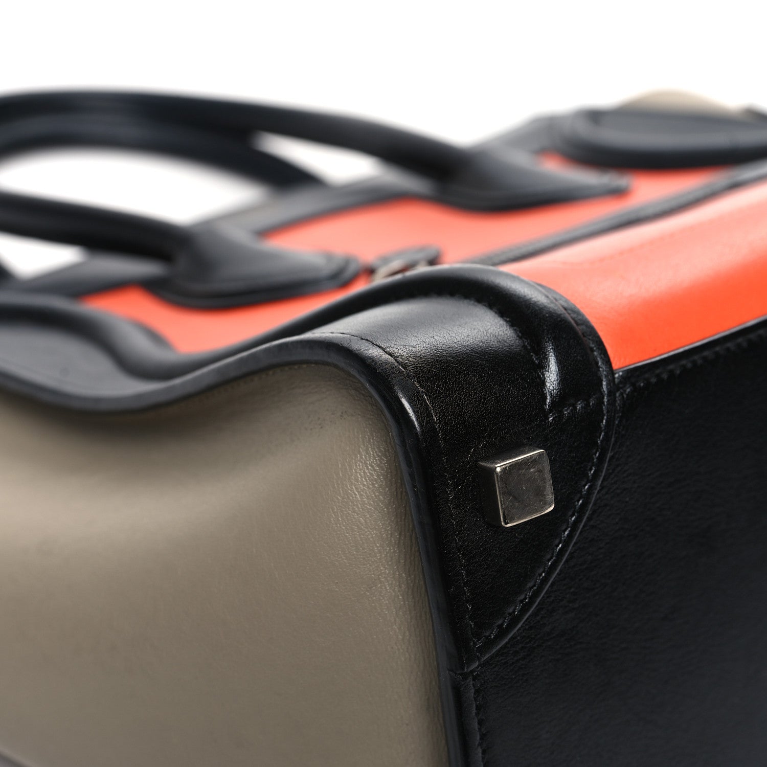 Celine Drummed Calfskin Micro Tri-Color Luggage Bright Orange 9 of 19