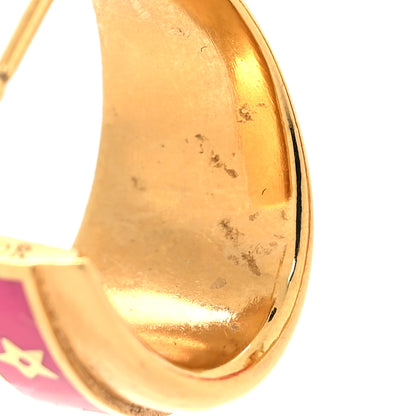 Christian Dior Metal Enamel Code Hoop Earrings Pink Gold 5 of 6