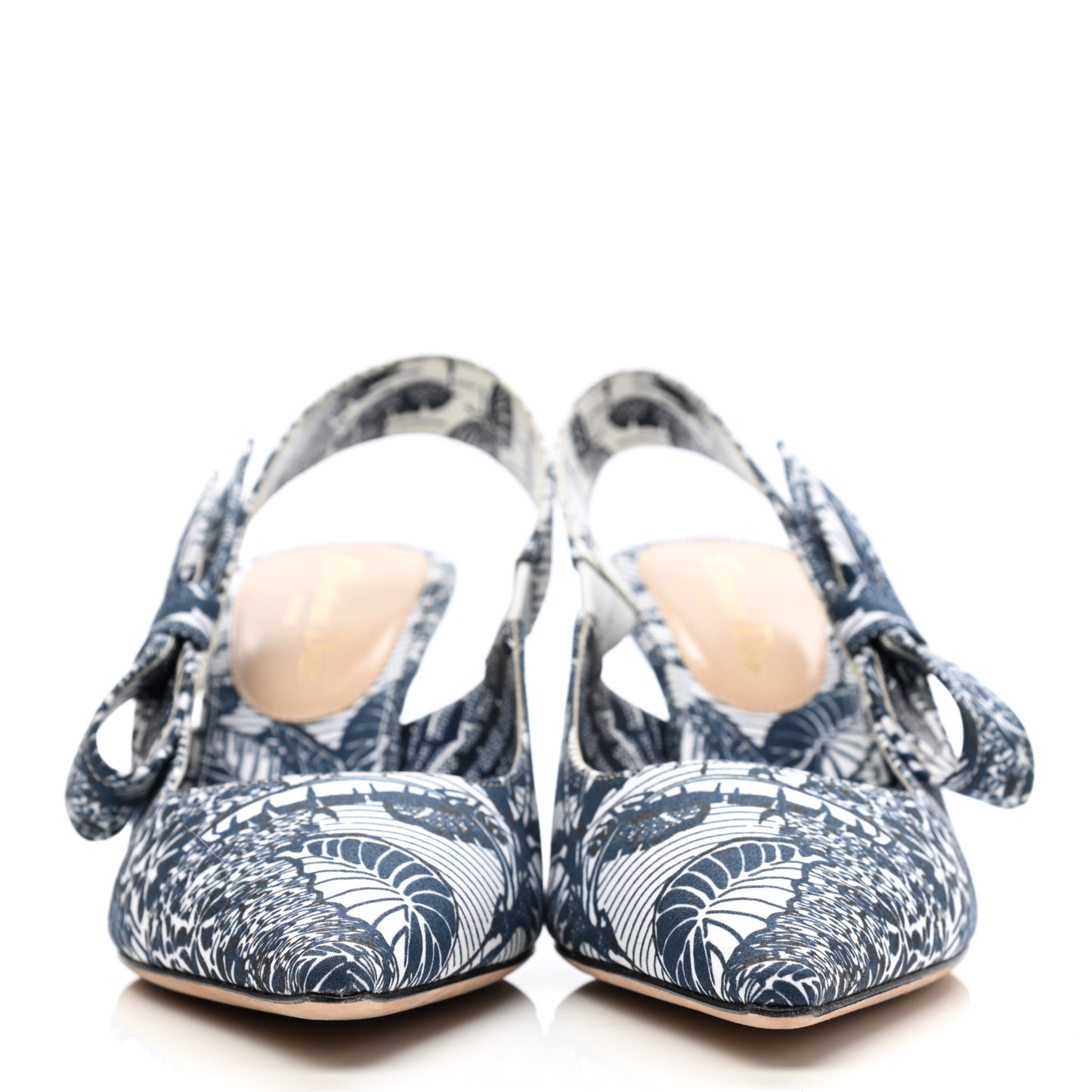 Toile De Jouy Tropicalia Sweet D Slingback Pumps 37.5 Indigo White