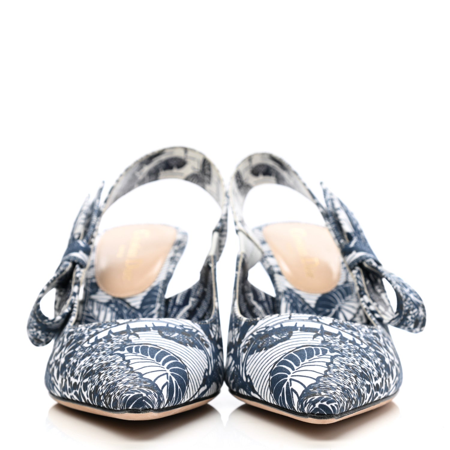 Christian Dior Toile De Jouy Tropicalia Sweet D Slingback Pumps 37.5 Indigo White 2 of 7