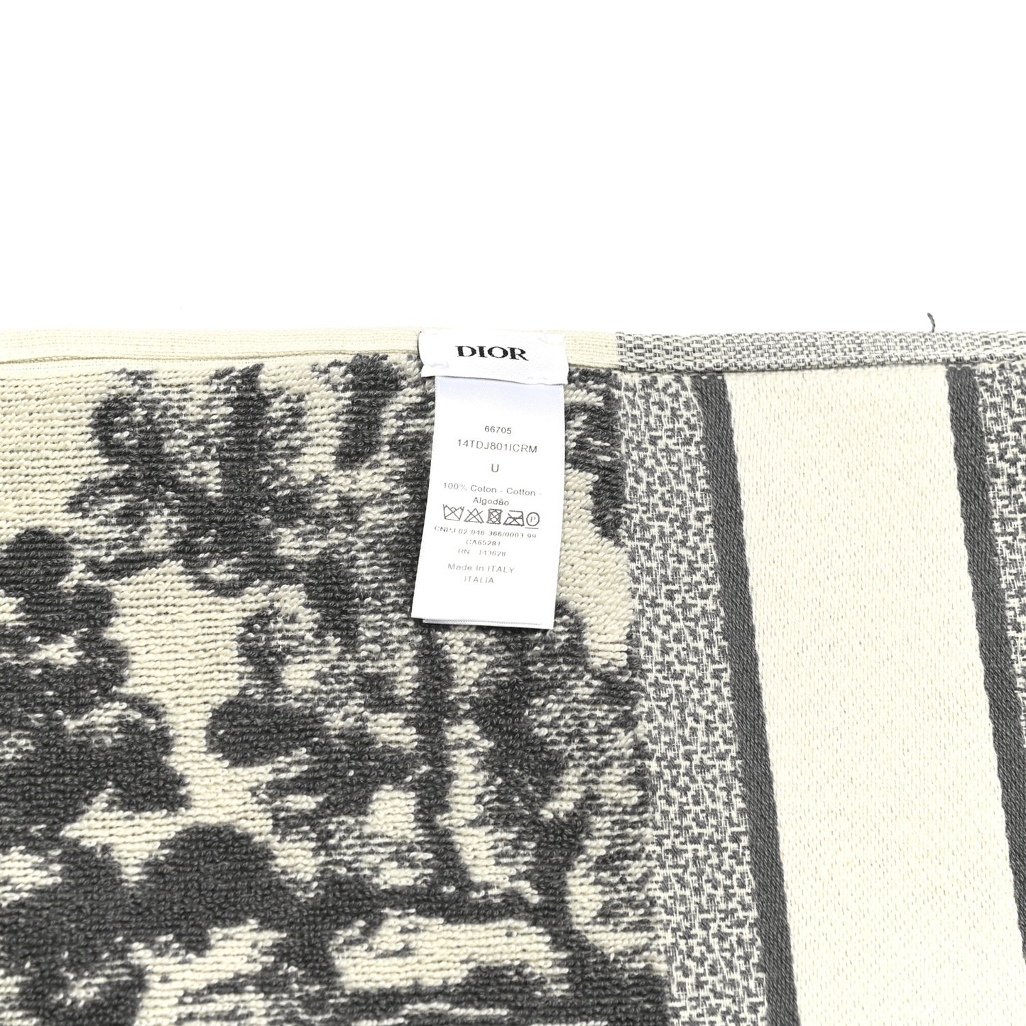 Cotton Toile De Jouy Reverse Towel Grey Ivory