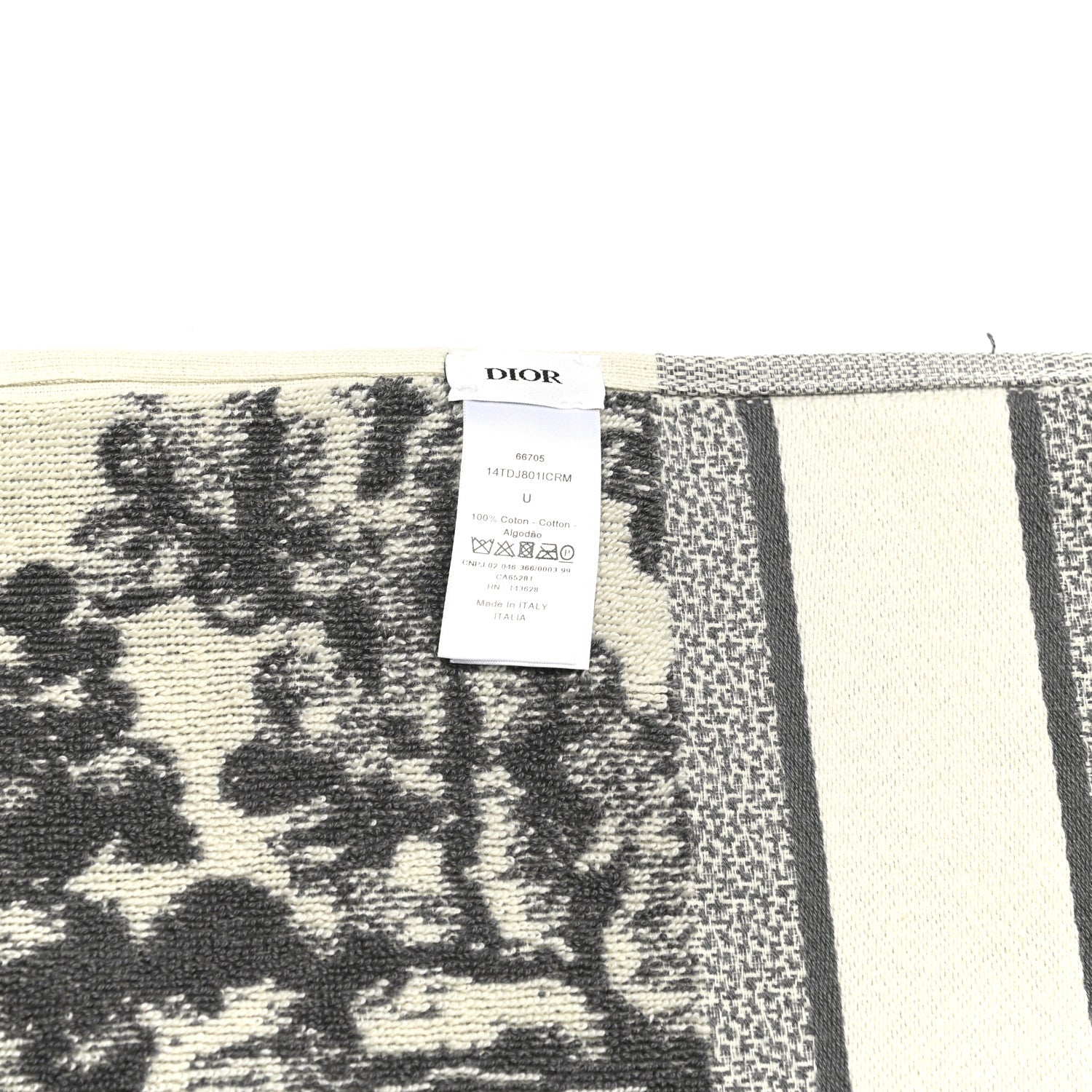Christian Dior Cotton Toile De Jouy Reverse Towel Grey Ivory 4 of 4
