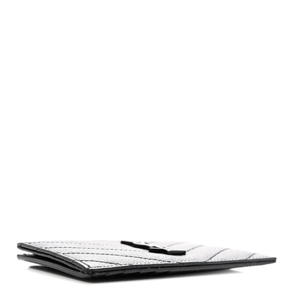 Saint Laurent Grain De Poudre Matelasse Chevron Monochrome Fragments Zippered Card Case Black 4 of 11