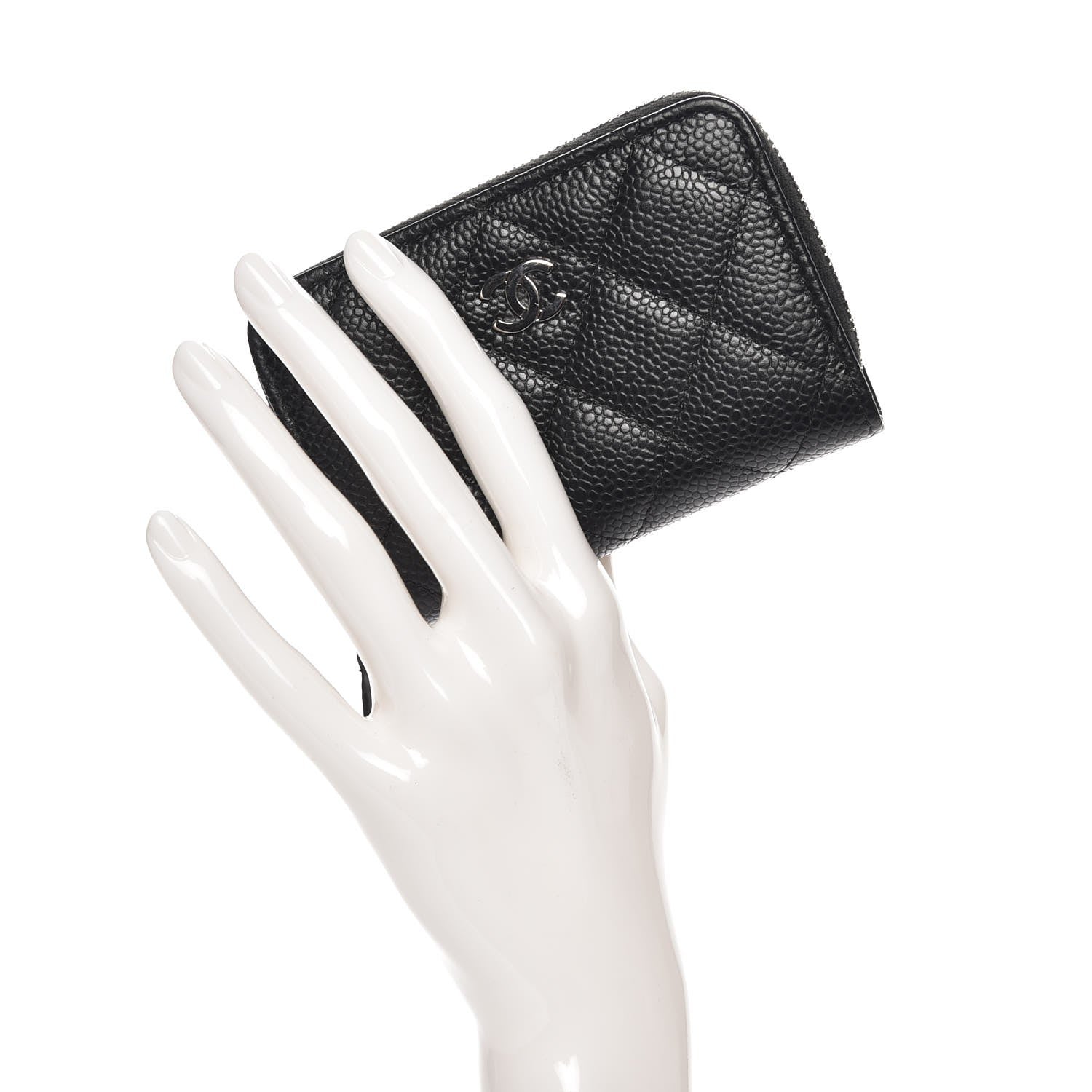 Chanel Caviar Quilted Zip Coin Purse Black 2 of 8