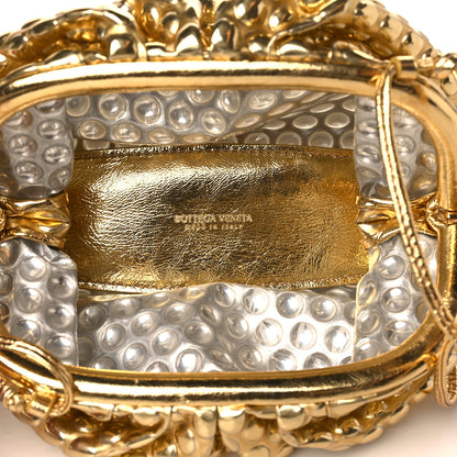 Bottega Veneta Metallic Fabric Bubble Wrap The Mini Pouch Gold 5 of 9