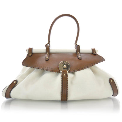 Fendi Canvas Calfskin Medium Magic Bag White Brown 1 of 8