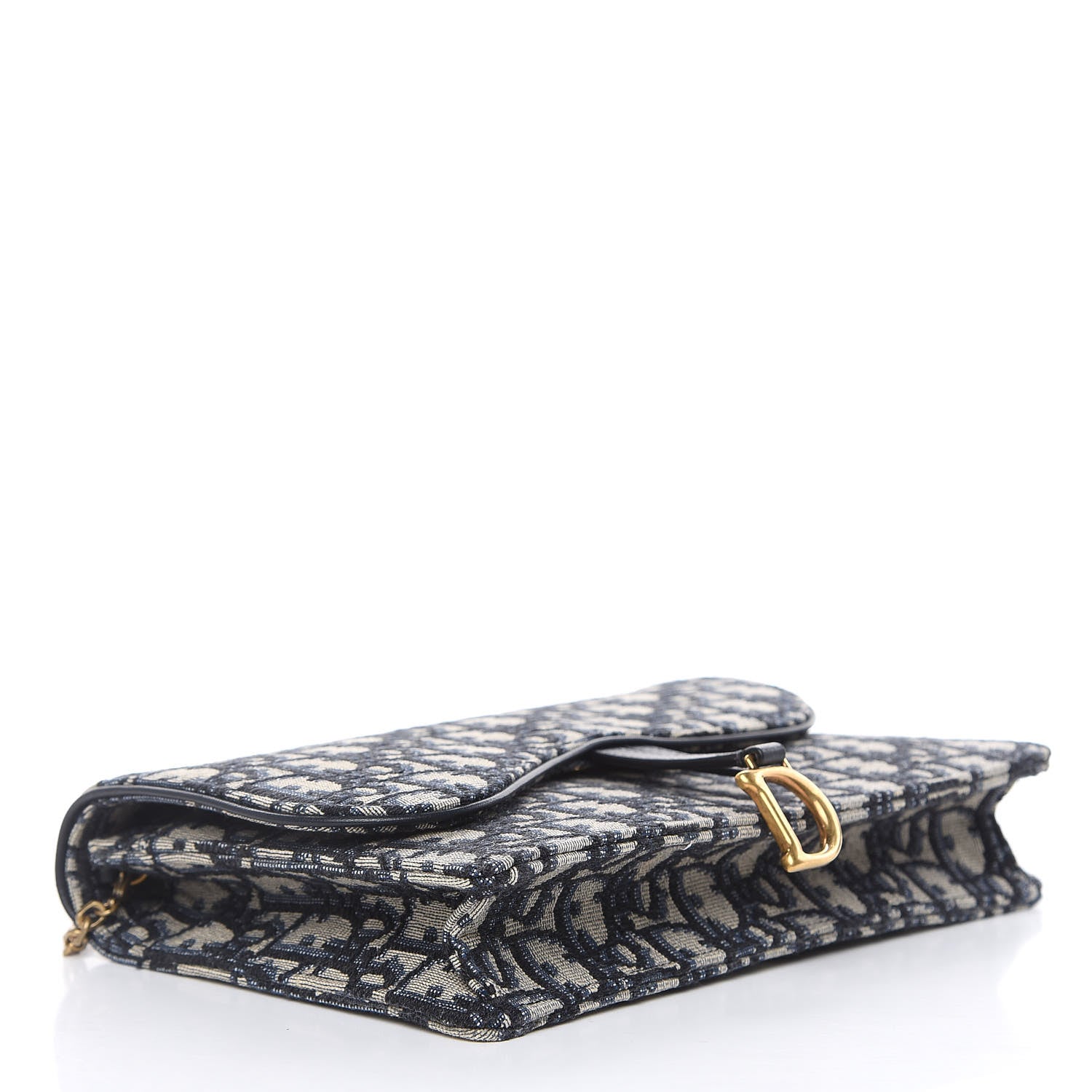 Christian Dior Oblique Saddle Chain Pouch Blue 4 of 9