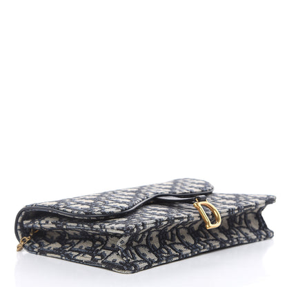 Christian Dior Oblique Saddle Chain Pouch Blue 4 of 9