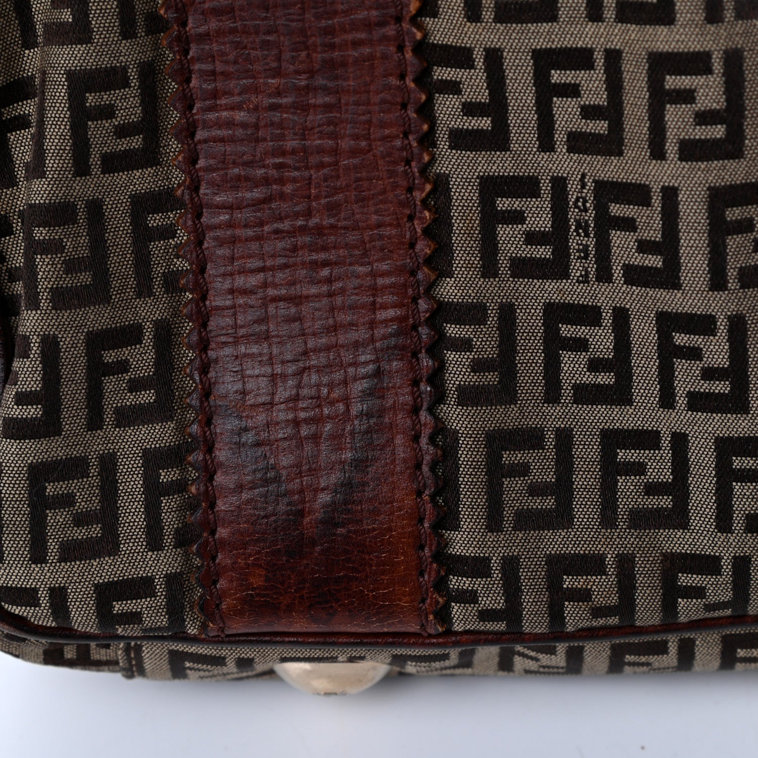 Fendi Zucchino Vitello Shopping Tote Mogano Panna Bruciato 9 of 14