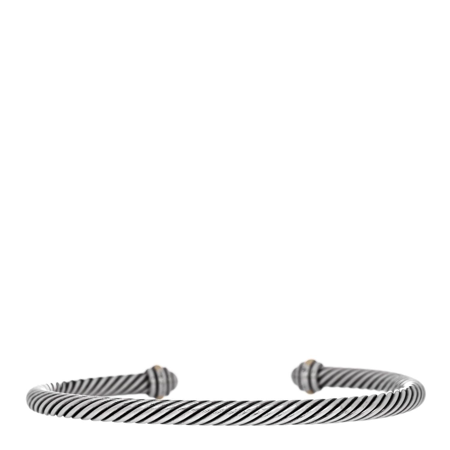 David Yurman Sterling Silver 18K Yellow Gold 4mm Cable Classics Bracelet 2 of 4