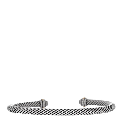 David Yurman Sterling Silver 18K Yellow Gold 4mm Cable Classics Bracelet 2 of 4