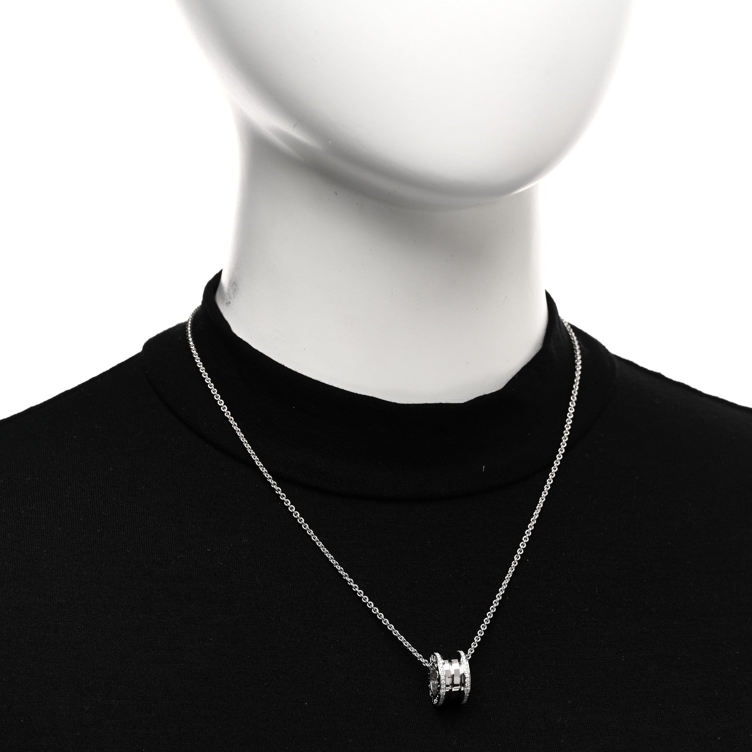 Bulgari 18K White Gold Diamond B.Zero1 Pendant Necklace 2 of 4