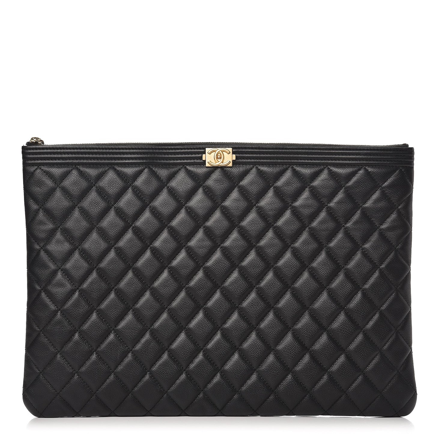 Caviar Quilted Large Boy Cosmetic Case Black