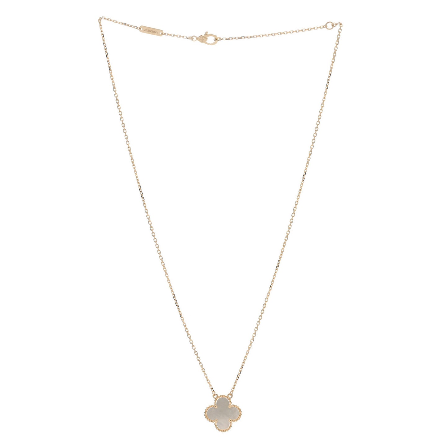 18K Yellow Gold Mother of Pearl Vintage Alhambra Pendant Necklace