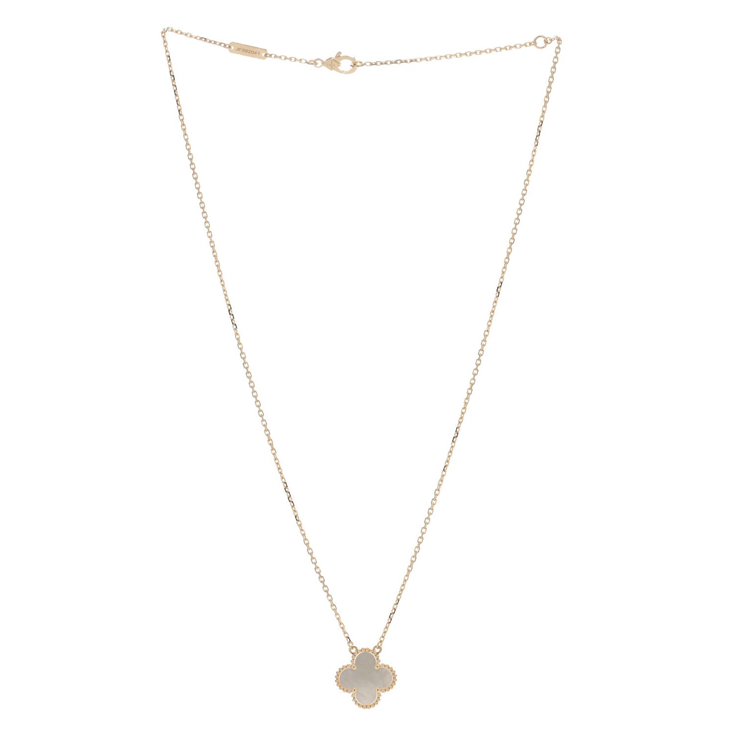 Van Cleef & Arpels 18K Yellow Gold Mother of Pearl Vintage Alhambra Pendant Necklace 3 of 5