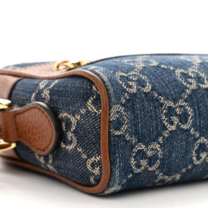 Gucci New Denim GG Monogram Dollar Calfskin Mini Ophidia Shoulder Bag Blue Tea Cuir Epilog 9 of 11