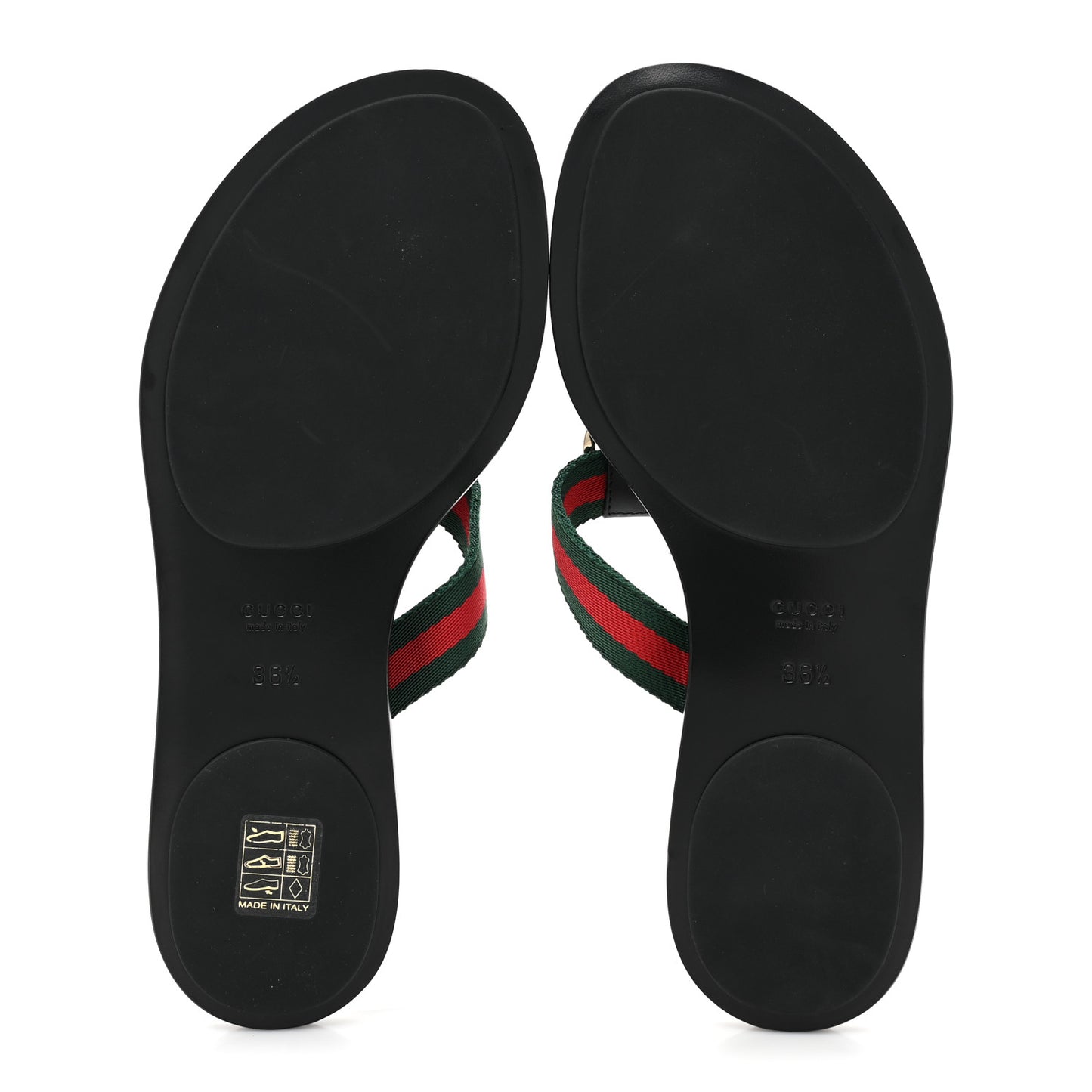 Nylon Guccissima Web Womens Thong Sandals 36.5 Green Red Black