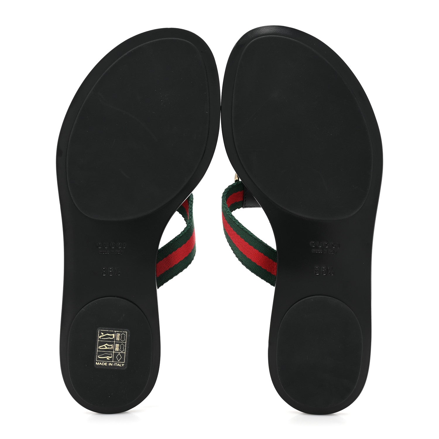 Gucci Nylon Guccissima Web Womens Thong Sandals 36.5 Green Red Black 5 of 7