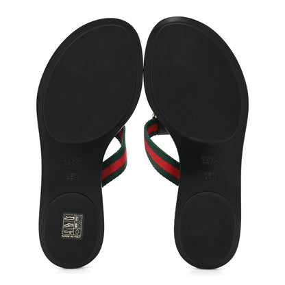 Gucci Nylon Guccissima Web Womens Thong Sandals 36.5 Green Red Black 5 of 7